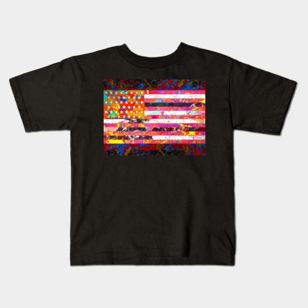 US Flag Painted Kids T-Shirt by danieljanda